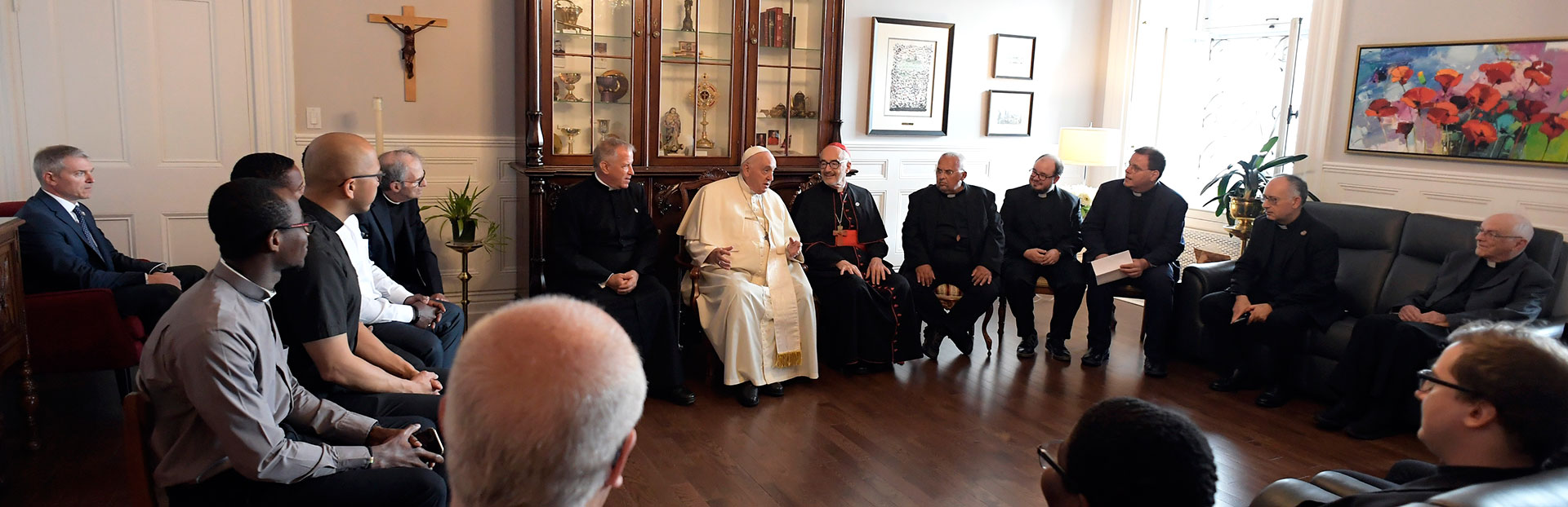 El Papa Francisco con sus compañeros jesuitas en la ciudad de Quebec